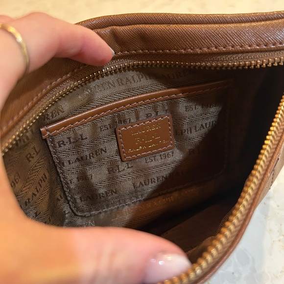 Ralph Lauren Lined Zippered Bag In Brown - Picture 9 of 11